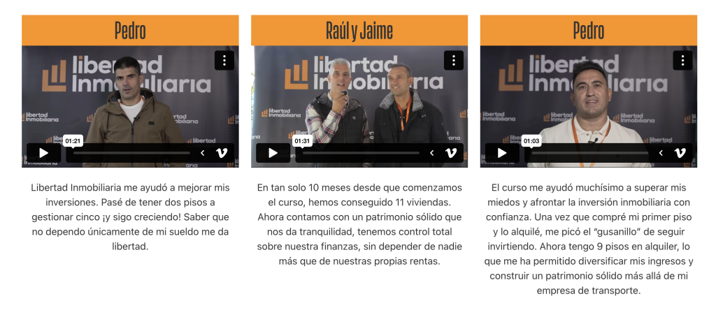 Alumno comparte su resultado tras aplicar el curso Libertad Inmobiliaria de Carlos Galán
